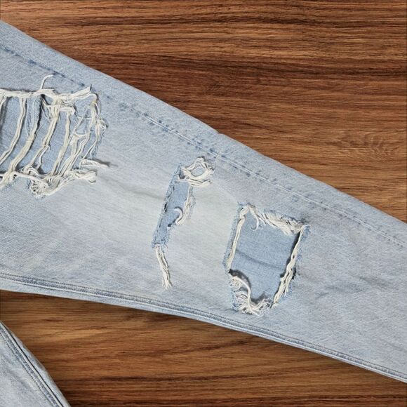 American Eagle Light Wash Distressed 90s Slim Boyfriend Jeans - Picture 3 of 7